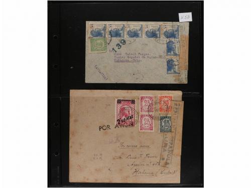 ✉ ESPAÑA. 1924-38. CONJUNTO de siete cartas dirigidas a CUBA