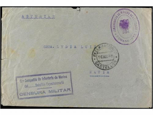 ✉ ESPAÑA GUERRA CIVIL. 1938. CASTELLÓN a NAVIA (Asturias).
