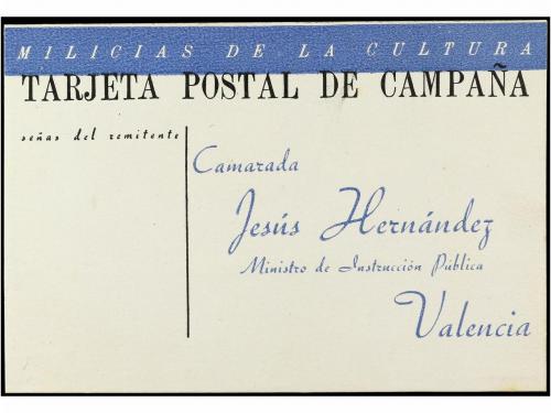 ✉ ESPAÑA GUERRA CIVIL. Tarjeta Postal de Campaña. Milicias