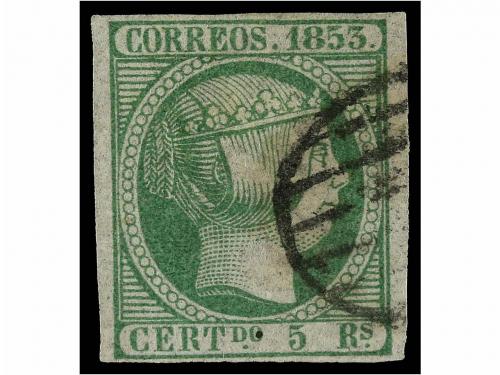 ° ESPAÑA. Ed. 20. 5 reales verde. BONITO EJEMPLAR. Cert. CO