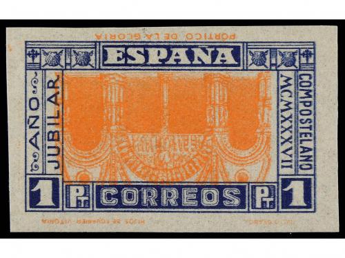 ** ESPAÑA. Ed. 835eis. 1 pta. azul y naranja CENTRO INVERTID