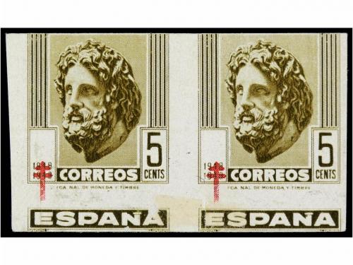 * ESPAÑA. Ed. 1040s (2). 5 cent. sepia. Pareja SIN DENTAR m