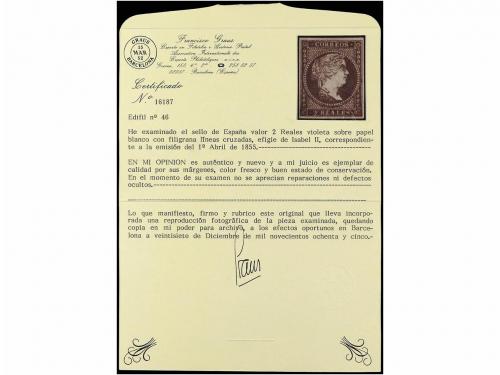 (*) ESPAÑA. Ed. 46. 2 reales castaño lila. MAGNÍFICO EJEMPL