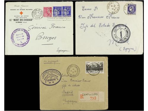 ✉ ESPAÑA GUERRA CIVIL. 1939-41. Tres sobres circulados desde
