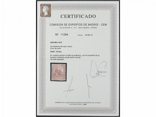 (*) ESPAÑA. Ed. 147ecp. 25 cts. lila rosa ERROR DE COLOR. E