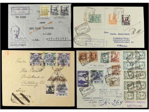 ✉ ESPAÑA. 1937. Conjunto de 10 cartas circuladas con sellos 