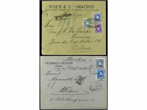 ✉ ESPAÑA. 1905-15. Conjunto de 5 cartas certificadas dirigid