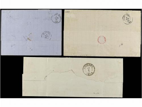 ✉ PORTUGAL. 1864-66. Tres cartas, dos dirigidas a España con
