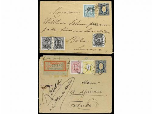 ✉ ESPAÑA. 1890-92. Dos sobres enteros postales de 25 reis az