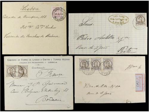 ✉ PORTUGAL. 1865-1880. Conjunto de 39 cartas con diversos fr