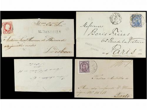 ✉ PORTUGAL. 1865-1880. Conjunto de 39 cartas con diversos fr