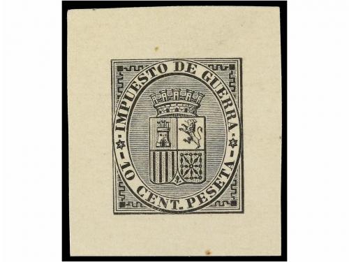 ESPAÑA. Ed. 142. 10 cts. negro PRUEBA DE PUNZÓN (Galvez 167)
