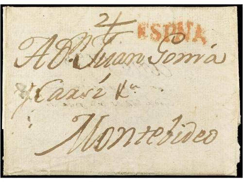 ✉ URUGUAY. (1798 CA.). ENVUELTA sin texto dirigida a MONTEVI