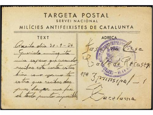 ✉ ESPAÑA GUERRA CIVIL. 1936 (Sept). Tarjeta Postal de Campañ