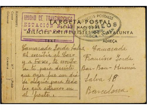 ✉ ESPAÑA GUERRA CIVIL. 1936 (Noviembre). Tarjeta Postal de C