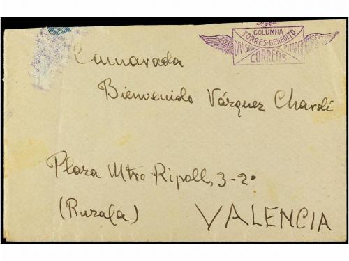 ✉ ESPAÑA GUERRA CIVIL. 1937. Sobre circulado a VALENCIA. Mar