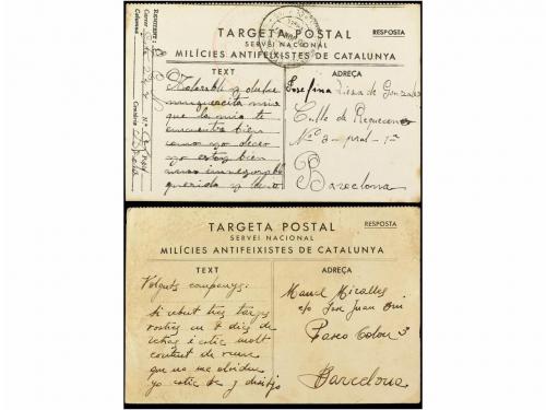 ✉ ESPAÑA GUERRA CIVIL. 1936-37. Dos tarjetas de Campaña. Con