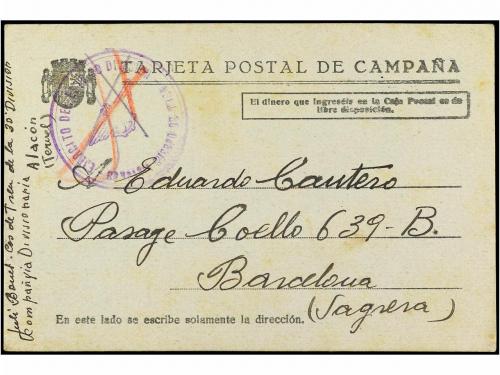 ✉ ESPAÑA GUERRA CIVIL. 1937. GARGALLÓ a ALACON (Teruel) a BA