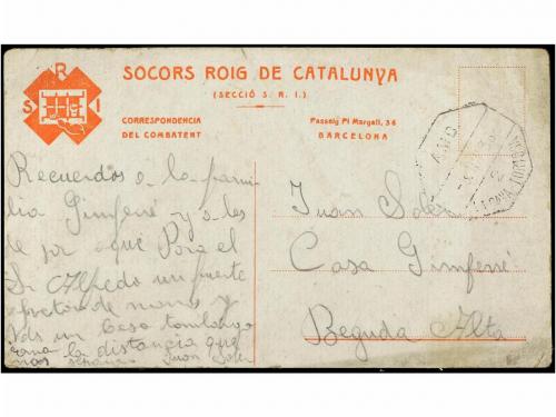 ✉ ESPAÑA GUERRA CIVIL. 1938. Tarjeta Postal SOCORS ROIG DE C