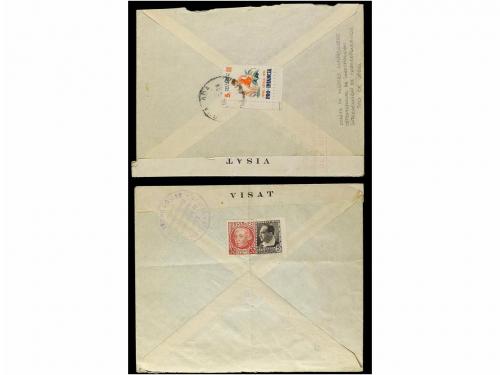 ✉ ESPAÑA GUERRA CIVIL. 1936-37. Dos cartas con marcas de Cen