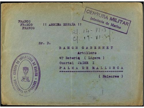 ✉ ESPAÑA GUERRA CIVIL. 1939. CARTAGENA a PALMA DE MALLORCA. 