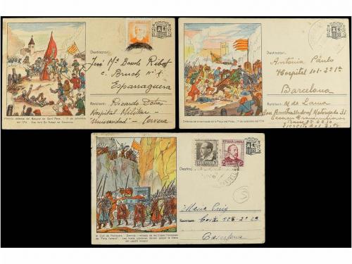 ✉ ESPAÑA GUERRA CIVIL. 1938. Tres tarjetas postales editadas