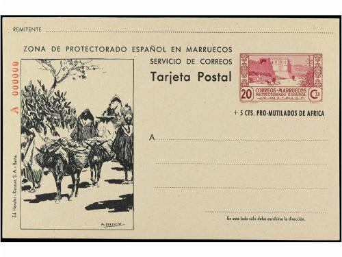 ✉ MARRUECOS. Ed. 40/75M. 20 cts. + 5 cts. lila sello impreso