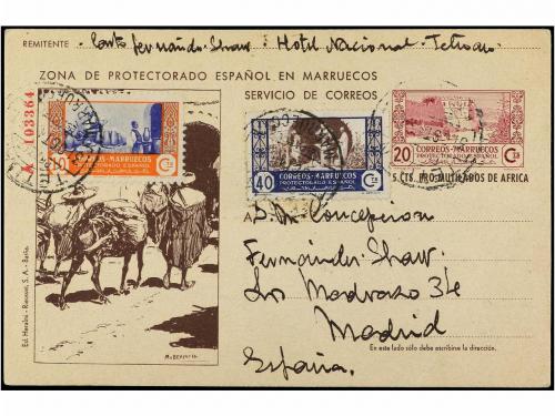 ✉ MARRUECOS. Ed. 56. 1946. TETUÁN a MADRID. 20 + 5 cts. lila