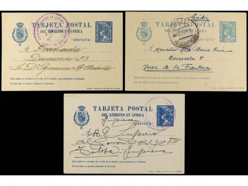 ✉ MARRUECOS. 1922-23. TRES tarjetas postales de Franquicia d