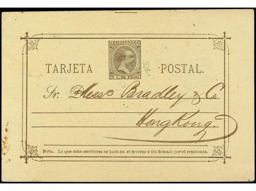 ✉ FILIPINAS. 1897. MANILA a HONG-KONG. Entero Postal de 3 ct