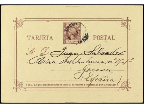 ✉ FILIPINAS. 1898. LINGAYEN a ESPAÑA. Entero Postal de 2 ctv
