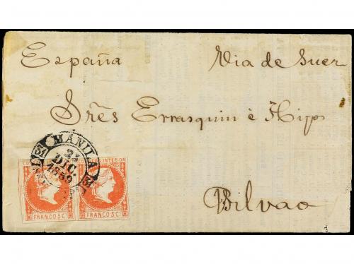✉ FILIPINAS. Ed. 7 (2). 1859. MANILA a BILBAO (España). Impr