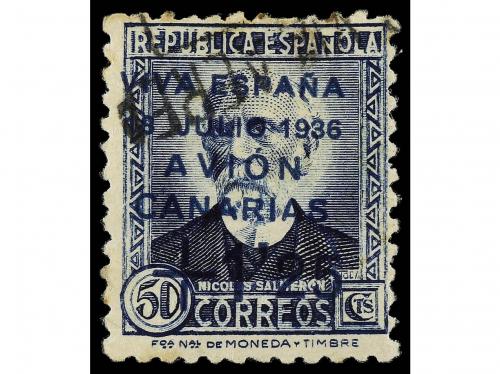° ESPAÑA: CANARIAS. Ed. 18hcc. 1,25 pts. sobre 50 cts. azul.
