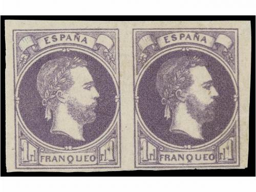 ** ESPAÑA. Ed. 158 (2). 1 real violeta. Pareja horizontal. M