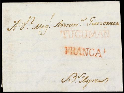 ✉ ARGENTINA. 1815. TUCUMÁN a BUENOS AYRES. Marca TUCUMAN y F