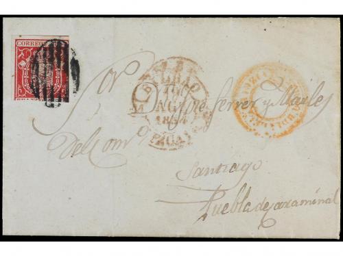 ✉ ESPAÑA. Ed. 24. 1854. Carta de BILBAO a PUEBLA DEL CARAMIÑ