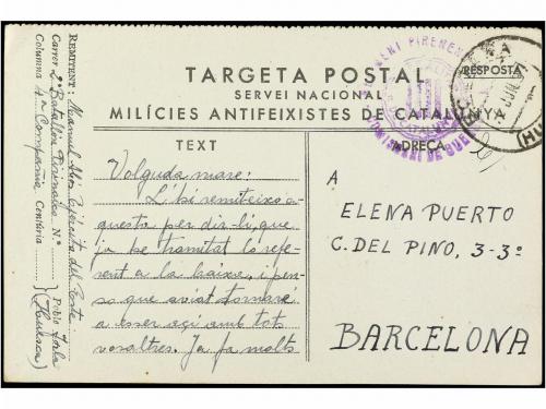 ✉ ESPAÑA GUERRA CIVIL. 19374. IRLA (Huesca) a BARCELONA. Tar