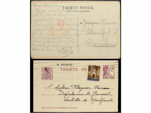 ✉ ESPAÑA GUERRA CIVIL. 1936-37. Dos tarjetas postales circul