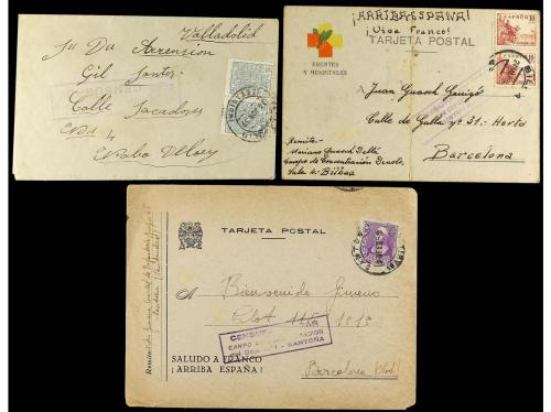✉ ESPAÑA GUERRA CIVIL. 1937-39. Carta y dos tarjetas enviada