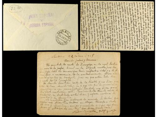 ✉ ESPAÑA GUERRA CIVIL. 1937-39. Carta y dos tarjetas enviada