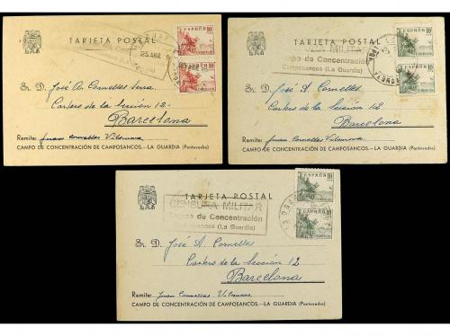✉ ESPAÑA GUERRA CIVIL. 1939 (Mayo-Abril). Tres tarjetas post