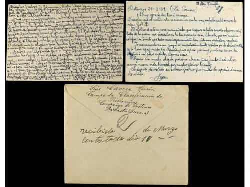 ✉ ESPAÑA GUERRA CIVIL. 1939-40. Dos tarjetas y una carta con