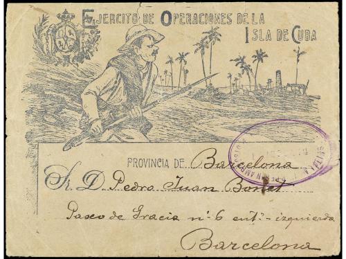✉ CUBA. 1896. SOBRE ilustrado del EJÉRCITO DE OPERACIONES DE