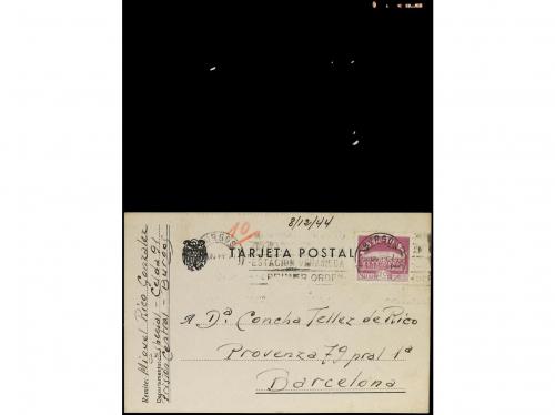 ✉ ESPAÑA GUERRA CIVIL. 1937-44. Carta y tarjeta enviados al 
