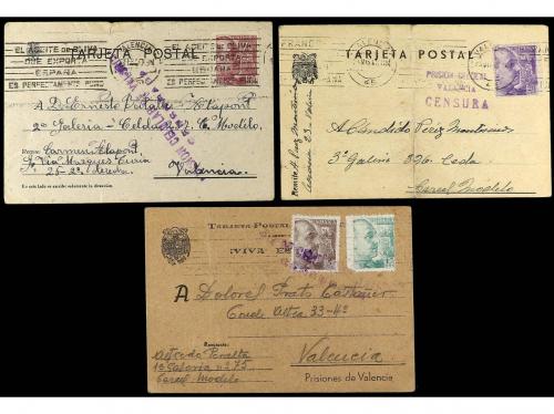 ✉ ESPAÑA GUERRA CIVIL. 1940. Tres tarjetas circuladas desde 