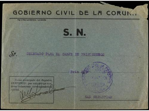 ✉ ESPAÑA GUERRA CIVIL. 1938. CORUÑA a SAN SEBASTIÁN. Enviada