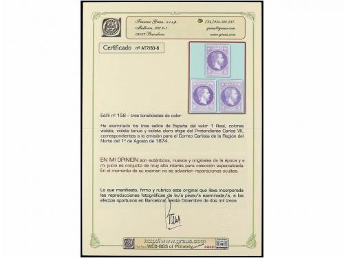 (*) ESPAÑA. Ed. 158. 1 real violeta, violeta tenue y violeta