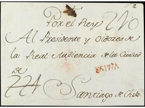 ✉ CHILE. (1800 CA.). FRONTAL dirigido a SANTIAGO DE CHILE. I