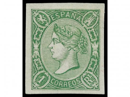(*) ESPAÑA. Ed. 72. 1 real verde. PIEZA DE LUJO. Cert. COMEX