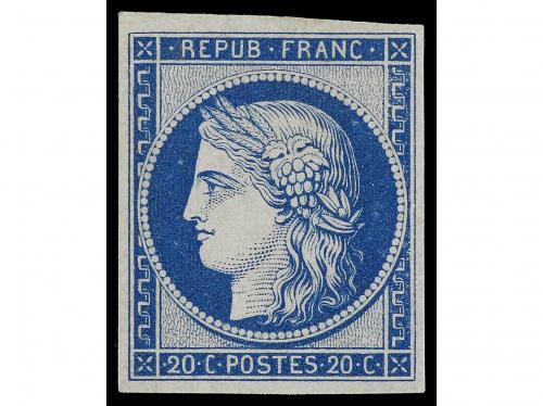 * FRANCIA. Yv. 8f. 1862. 20 cts. azul. REIMPRESIÓN. 